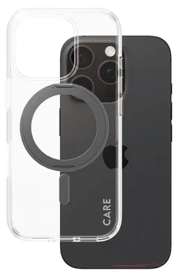 Produktbild von PanzerGlass CARE™ by ® Case Transparent m. Schwarz Kickstand & MagSafe iPhone 16 Pro, Cover, Apple, Apple - iPhone 16 Pro, Schwarz