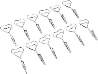 Produktbild von Dekorative Foto-Clips, 28 Zoll Länge, mit starkem Befestigungsdraht, 12 Stück, aus gezogenem Stahl, doppelköpfig, für Hochzeiten und Schlafzimmer (Herzform)