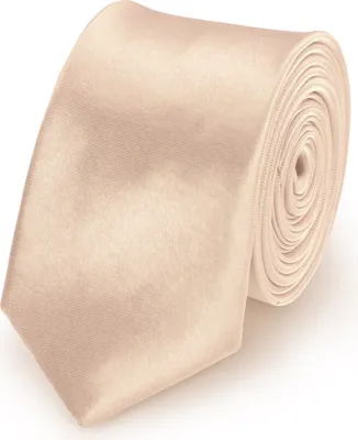 Produktbild von Krawatte Creme slim aus Polyester einfarbig uni schmale 5 cm