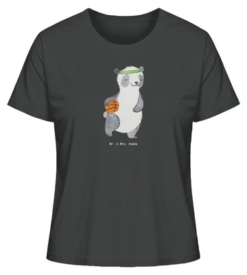 Produktbild von Mr. & Mrs. Panda Basic Shirt Damen Panda Basketball Größe XL - Anthrazit - Geschenk, T-Shirt, Oberteil, Verein, Basketballplatz, Mit Spruch, Kurzarmshirt, Verband