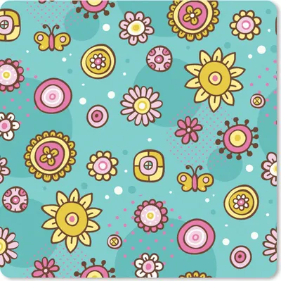 Produktbild von MuchoWow® Mauspad Mousepad Blumen - Schmetterlinge - Muster 20x20 cm - Mousepads - Maus Mat - Pad - Mausunterlage - Desk Mat - Bureauartikeln