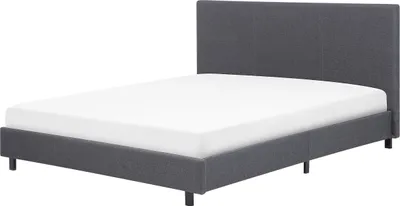 Produktbild von BELIANI Polsterbett Grau 160 x 200 cm Mit Lattenrost Hohe Kopfteil Metallbeine Klassisch