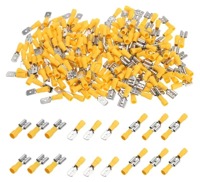 Krimpkabelschuhe 100 St. 22-16 AWG isoliert gelb Stecker+Buchse