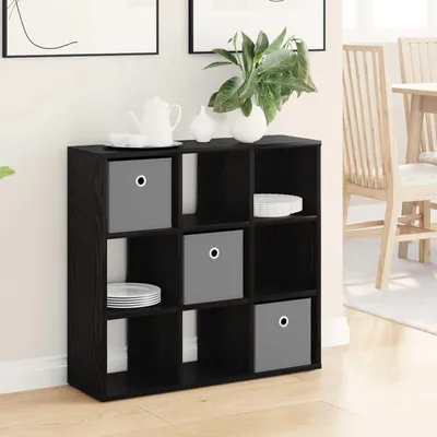 Image de Buffet vidaXL noir aspect chêne 73,5 x 24 x 69,5 cm