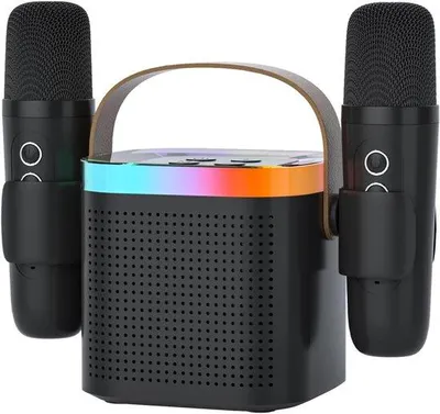 Immagine prodotto di Altoparlante per karaoke per bambini con Bluetooth portatile, effetto voce e luci LED, adatto a bambini e adulti