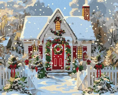 Immagine prodotto di Dipingere con i numeri - Set "Casetta di Natale" 40x50 cm