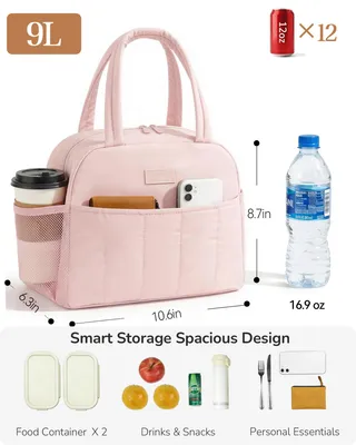 Imagen del producto de Bolsa de almuerzo aislada, de 9 litros, resistente al agua, con correa para el hombro, ideal para el trabajo y la escuela