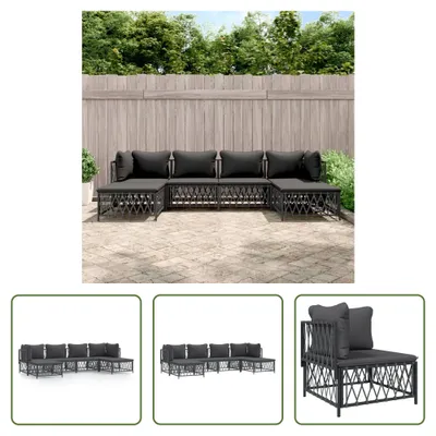 Image de Ensemble de salon de jardin 6 pièces "The Living Store" avec coussins, couleur anthracite, en acier