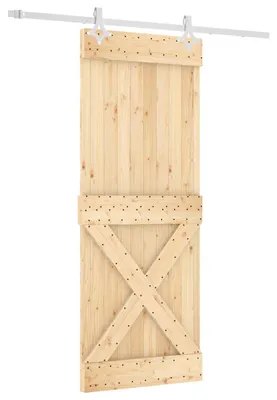 Image de Porte coulissante Naturel et Blanc 80 x 210 cm