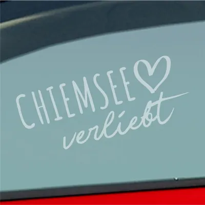 Produktbild von Auto Aufkleber Chiemsee verliebt Herz See Sea Liebe Car 19x8 cm Milchglas Sticker Heckscheibenaufkleber