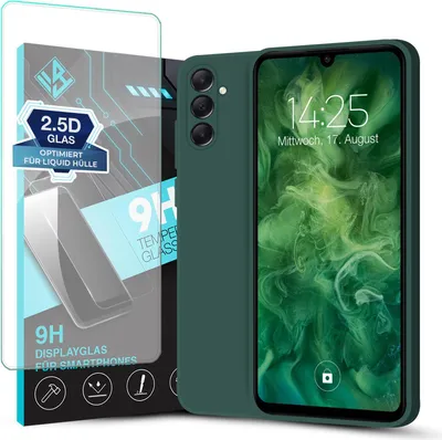 Produktbild von Hülle für Samsung Galaxy A13 5G mit 9H Displayglas Displayschutz Case Cover Bumper Smartphone Softgrip Schutzhülle Farbe: Grün