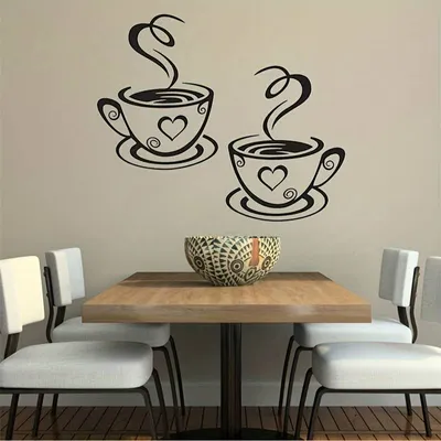 Produktbild von GKA Wandtattoo 2 Tassen GK22 Kaffeetasse Tasse Wandsticker Wandaufkleber Esszimmer Küche