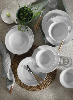 Produktbild von Hermia Concept, SM18Y400, Tafelservice (18-teilig), Weiß, 100 % PORZELLAN, 27 x 27 cm