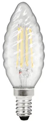 Produktbild von LED Filament Kerzenlampe gedreht McShine "Filed", E14, 4W, 470 lm, warmweiß, klar