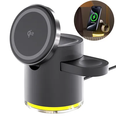 Produktbild von Magnetisches Wireless Ladegerät 3-in-1, Qi2 , 15W Schnellladung, kompakt