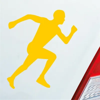 Produktbild von Auto Aufkleber Läufer Marathon Sprinten Jogger Run Laufen 10x9 cm Gelb Sticker Heckscheibenaufkleber