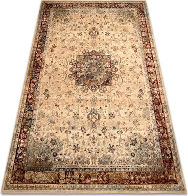 Produktbild von Wollteppich POLONIA KORDOBA25 Rosette, Rahmen hell rubin beige 235x350 cm