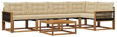 Produktbild von vidaXL Outdoor-Sofagarnitur mit Kissen 6 pcs Natur und Beige