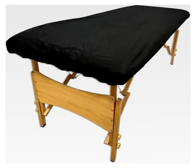 Produktbild von 10 Stück Einweg-Bettlaken Verstellbar 95x220 cm Schwarz | Bezug für Kosmetikliege, Auflage für Massageliege | Einweg-Vliesstoff für SPA, Tattoo, Massagesalon, Zubehör für Kosmetikstudio, Liegenunterlage