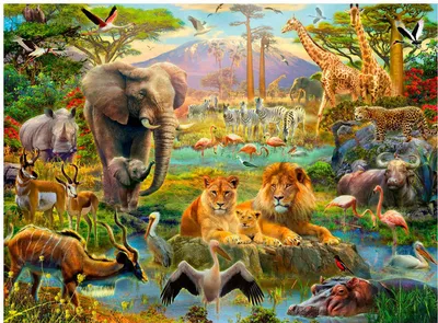 Productafbeelding van Ravensburger Dieren van de Savanne XXL, 200 stukjes, Dieren, 8 jaar en ouder