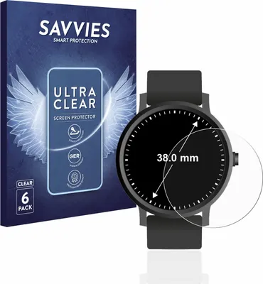 Produktbild von 6x Für Armbanduhren (Kreisrund, ø: 38 mm) Schutzfolie Savvies Displayschutz Display Schutz Folie Klar Transparent