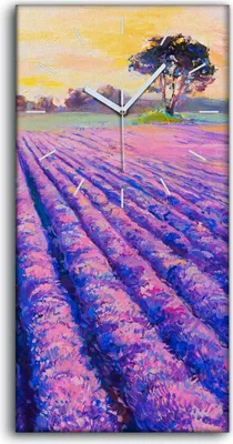 Produktbild von Leinwand Wanduhr Wandkunst Uhr Quarz 30x60 Lavendel Baum Abstrakt farbenfroh - weiße Hände