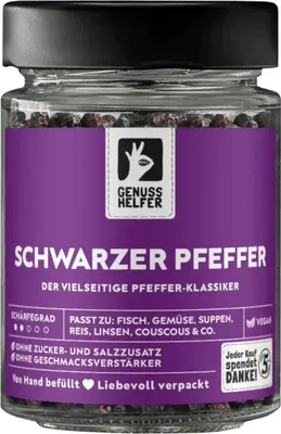 Produktbild von Schwarzer Pfeffer, ganz, 90g im Glas