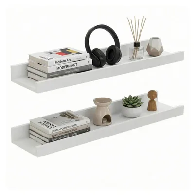 Immagine prodotto di Set di 2 mensole a parete, colore bianco opaco, MDF, 60 cm