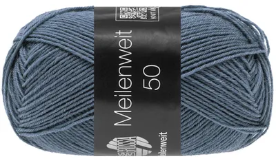 Produktbild von Lana Grossa MEILENWEIT 50 g UNI 4-fach Sockenwolle mit 80 % Schurwolle 210 m Farbe 1415 - Jeansblau
