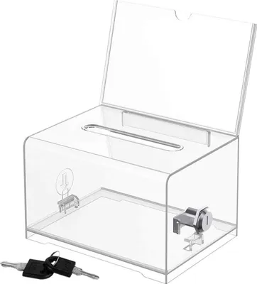 Produktbild von Perfekt für Veranstaltungen: Robuste, durchsichtige, abschließbare Box aus Acryl für Abstimmungen und Spenden, in der Stimmzettel oder Gelder sicher und zuverlässig aufbewahrt werden.