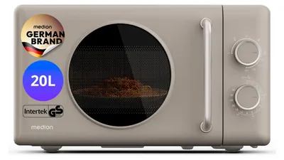 Produktbild von MEDION Retro Mikrowelle mit Grill - 20 Liter klein & kompakt - sandbeige