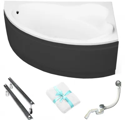 Produktbild von Aqua For You | Besco Badewanne - 160x100 Cm - Antibakterielle Beschichtung - Automatischer Siphon - mit Verkleidung - mit Beinen