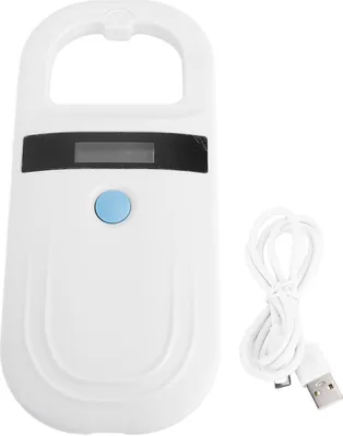 Immagine prodotto di Lettore ID portatile per animali domestici, ricaricabile, 134,2 kHz, scanner per microchip per animali domestici, supporta la trasmissione USB C e BT, bianco