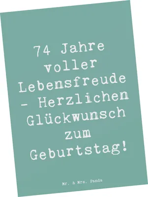 Produktbild von Mr. & Mrs. Panda Postkarte Spruch 74. Geburtstag Lebensfreude - Meeresbrise - Geschenk, Ansichtskarte, siebzigvierter, Ideen, Happy Birthday, besonderer, Grußkarte