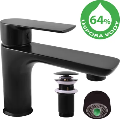 Image de Mélangeur lavabo RAV Slezák VLTAVA ECO noir VTE427.0KCMAT