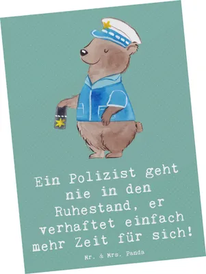 Produktbild von Mr. & Mrs. Panda Postkarte Polizist Ruhestand - Meeresbrise - Geschenk, Geschenke mit Herz, Dankbarkeit, Ansichtskarte, Schutz, Grußkarte, Berufsgestaltung, Postkarten