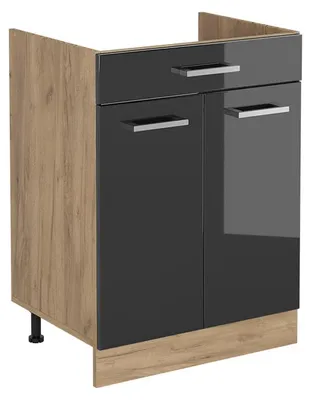 Obrázok produktu pre Kuchynská spodná skrinka Vicco R-Line Antracit vysoký lesk/Dub Goldkraft 60 cm so zásuvkou bez pracovnej dosky, Model 61188
