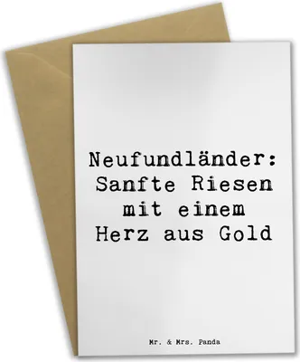 Produktbild von Mr. & Mrs. Panda Grußkarte Spruch Neufundländer Liebe - Weiß - Geschenk, weihnachtskarten, liebevolle Hunde, Hund, einladungskarten, Hunderassen Eigenschaften, loyaler