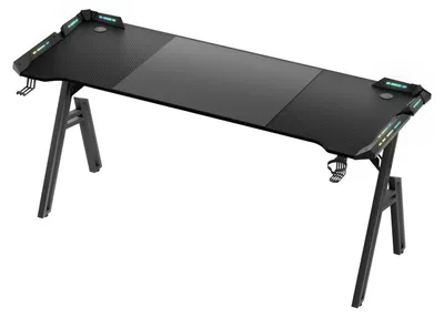 Produktbild von QEENTOE Gaming Tisch 120×60 cm, mit LED‑Beleuchtung, stabiler PC Computertisch mit Kohlefaserbeschichtung, Schwarz