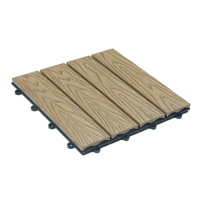 Produktbild von HOME DELUXE WPC Klickfliesen BAVARO PREMIUM - Teak 10 m² - Holzoptik | Terrassenfliesen Holzfliesen Klickfliese Bodenfliesen