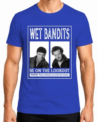 Productafbeelding van Wet Bandits Harry Marv Mugshot - Kevin Allein Thuis, Kersttrui met een afbeelding van "Ugly Christmas Sweater", heren T-shirt, blauw, maat L