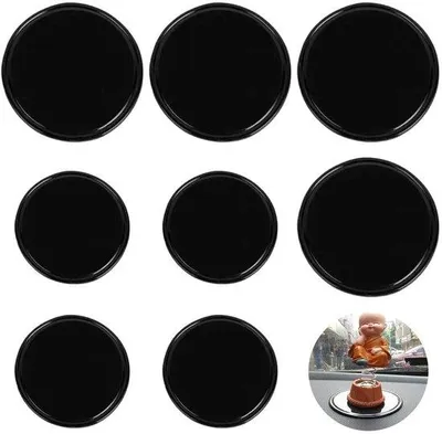 Produktbild von 8 wasbare nano-gelpads, klevend, antislip, voor dashboard und Handy, 8 cm und 5 cm, schwarz