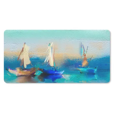 Produktbild von MuchoWow® Schreibtischunterlage Gemälde - Ölfarbe - Boot - Abstrakt 80x40 cm - XXL Mauspad - Gaming Mauspad