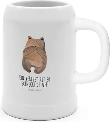 Produktbild von Mr. & Mrs. Panda Krug Bär Verlust - Weiß - Geschenk, Steinkrug, Trauer Trauergeschenk Traurig Trösten Trost Liebeskummer, Tonkrug, Seidel, Teddy, Bier, Bierhumpen