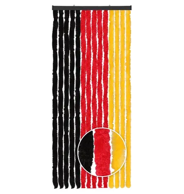 Produktbild von Flauschvorhang Wohnmobil 56x185cm Schwarz/Rot/Gelb, Chenille Insektenschutz, Türvorhang für Camping, geräuschlos, wetterfest, luftdurchlässig