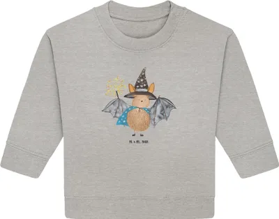 Produktbild von Mr. & Mrs. Panda Organic Baby Pullover Fledermaus Zauberer 24. - 36. Monat - Heather Grey - Geschenk, Bullover, Lustige Sprüche, Magier, Frauen, Fledermäuse, Reinsteigern