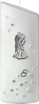 Produktbild von Hochzeitskerze mit Namensverzierung und Geschenkkarton, Nr. 56, Original handverzierte Kopschitz Brautkerze