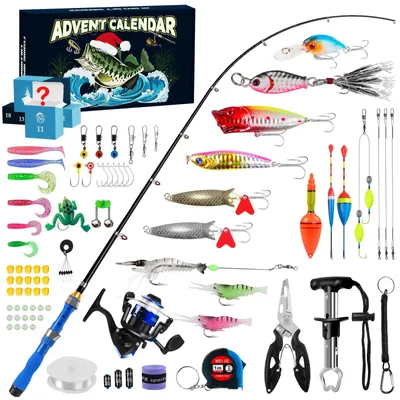Immagine prodotto di Calendario dell'Avvento 2026 per uomini: adolescenti e ragazzi - Calendario natalizio di 24 giorni con accessori da pesca - Ideale per nonni e padri