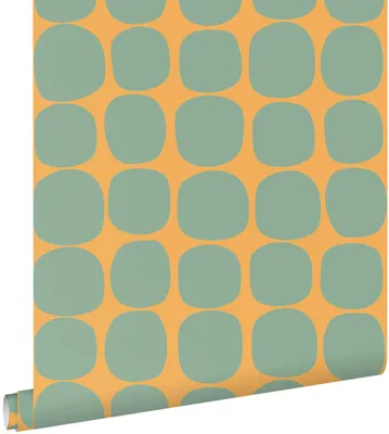 Immagine prodotto di ESTAhome carta da parati motivo grafico verde menta e arancione 50 x 900 cm