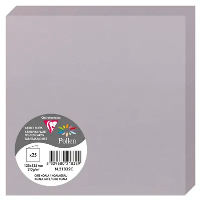 Produktbild von Clairefontaine 21832C, Standard-Grußkarte, Grau, 210 g/m², 135 mm, 135 mm, Frankreich